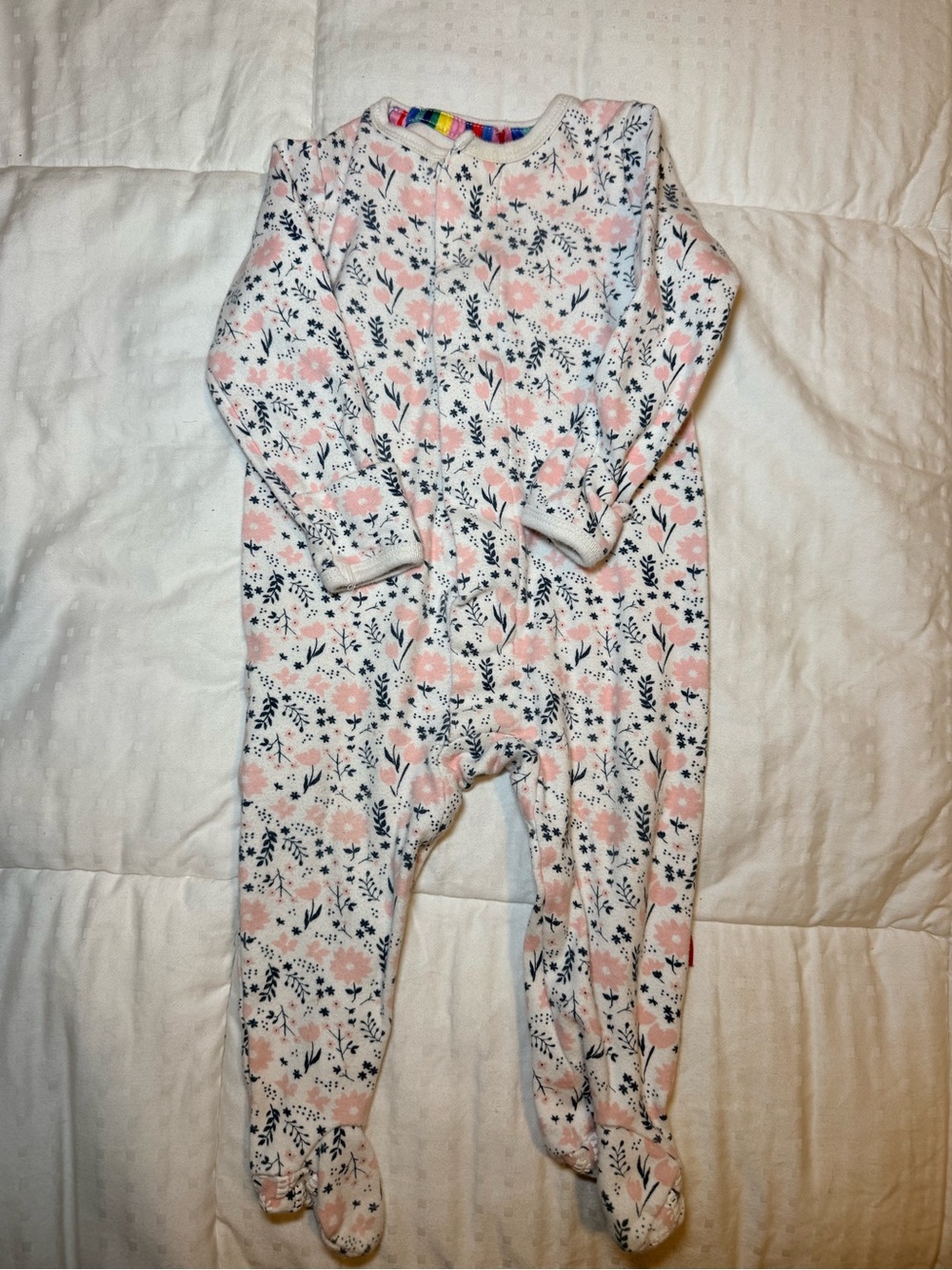 Magnetic Me Pink and Navy Floral Footed One-Piece